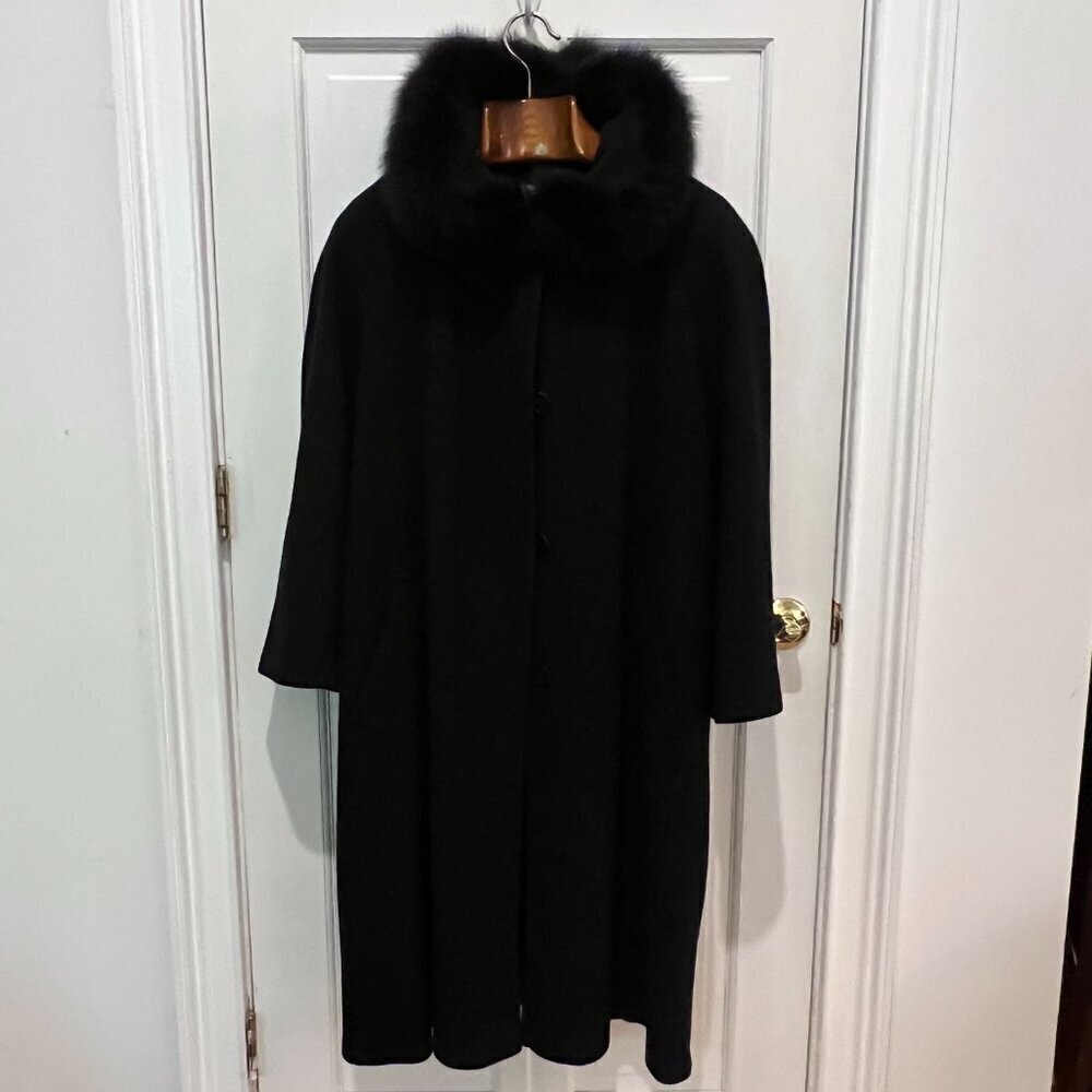 Vintage Womens Marvin Richards Lambs Wool Long Pea Over Coat Size 16